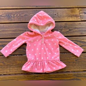 Carter’s toddler girl pink and white polka dots hooded fleece pullover 24m